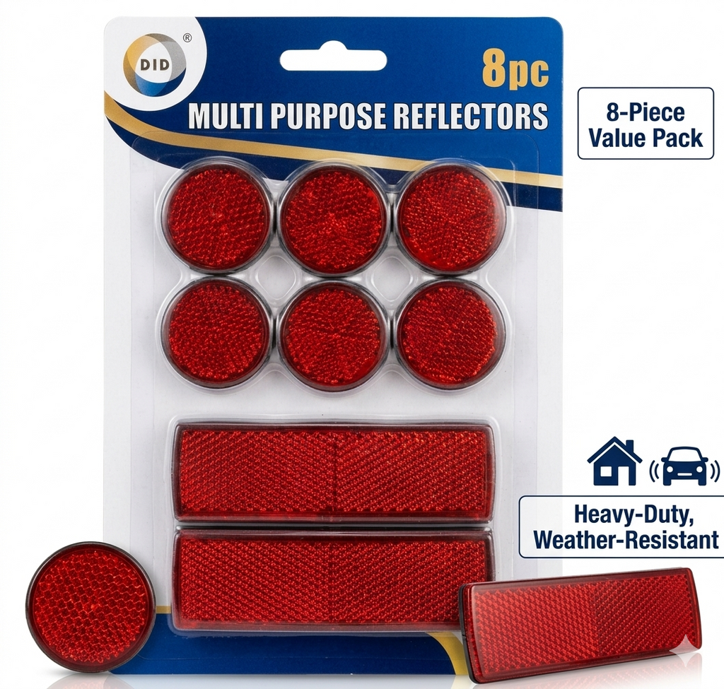 8-Piece Multi-Purpose Self-Adhesive Reflector Pack (Red)