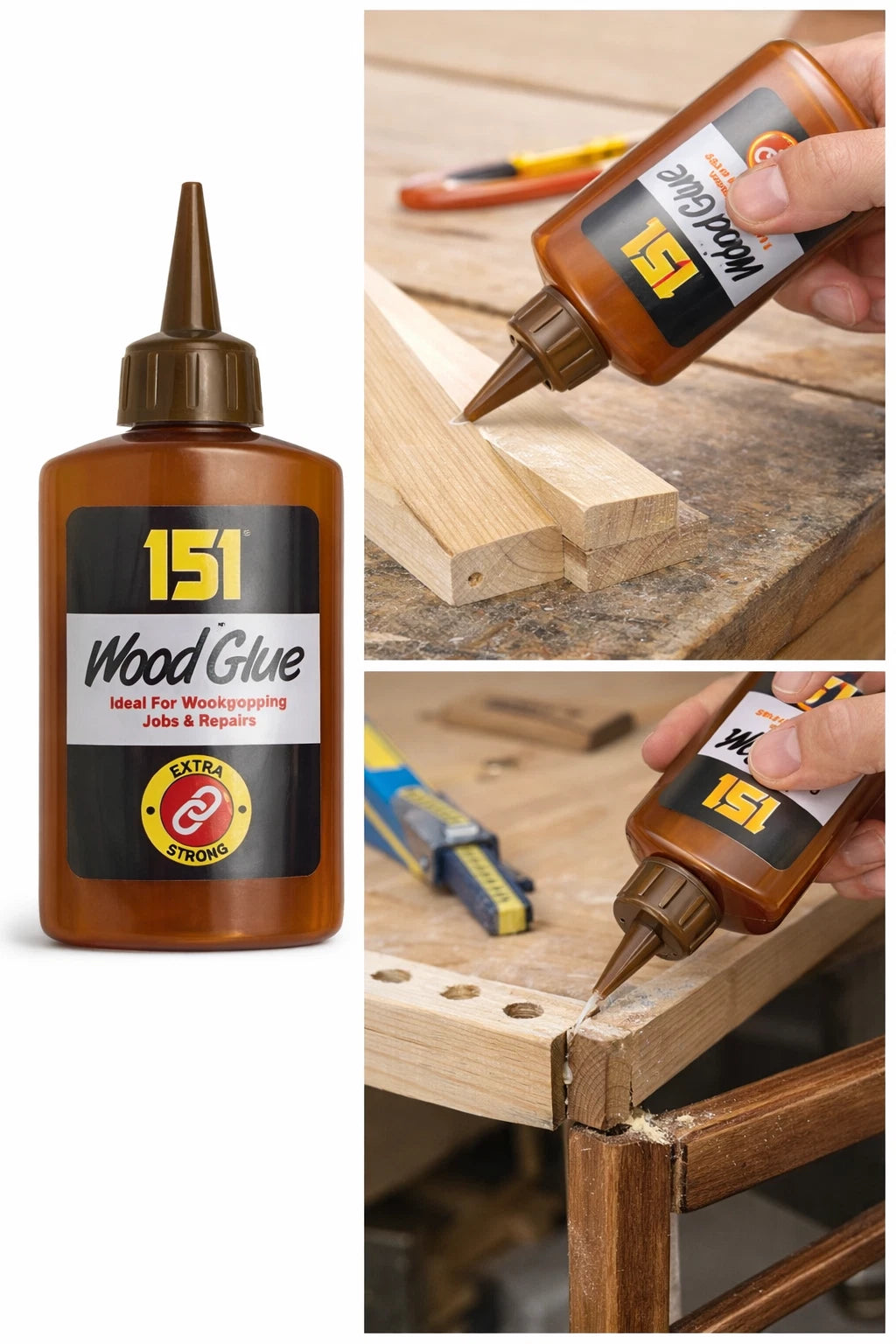 151 Extra Strong Wood Glue Bottle (120g) - High Performance Adhesive for Carpentry & Repairs